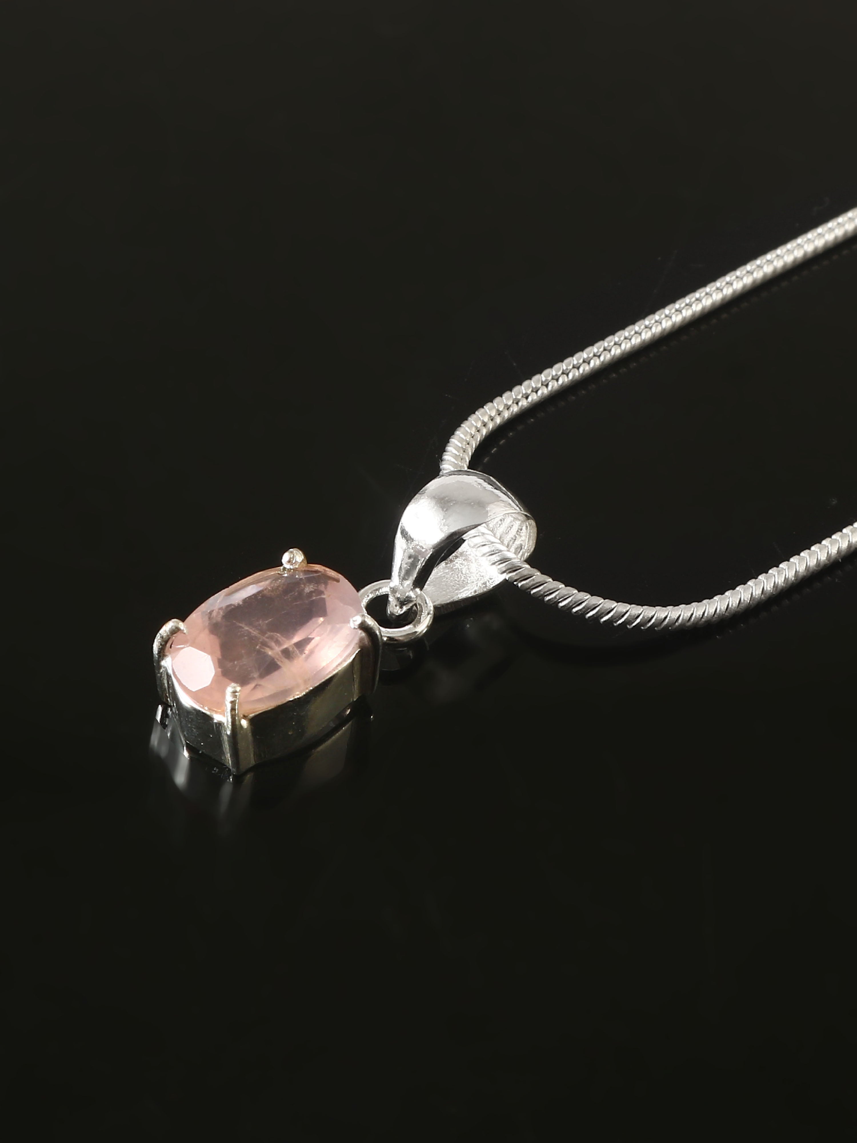 Natural Facited Rose quartz Pendant